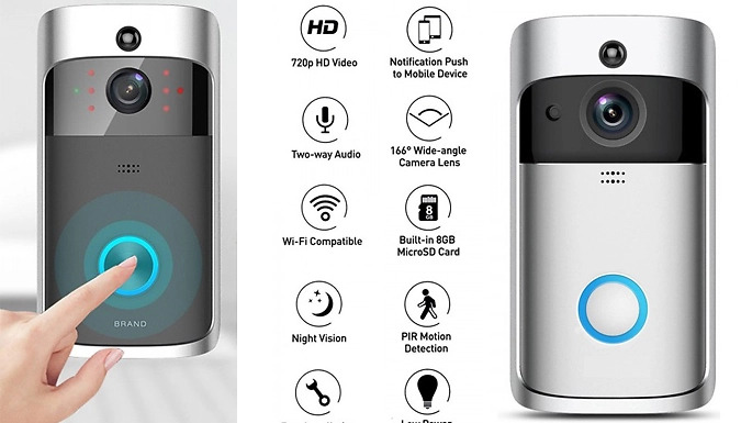 3 in 1 Smartphone Connected Video Doorbell With Intercom 2 Colours Optional SD Card